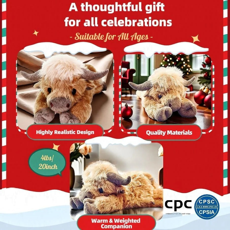 🔥Hot Sale 50% Off🎄Cute Cartoon Highland Cow Stuffed Toy-Best Gift For Christmas🎄