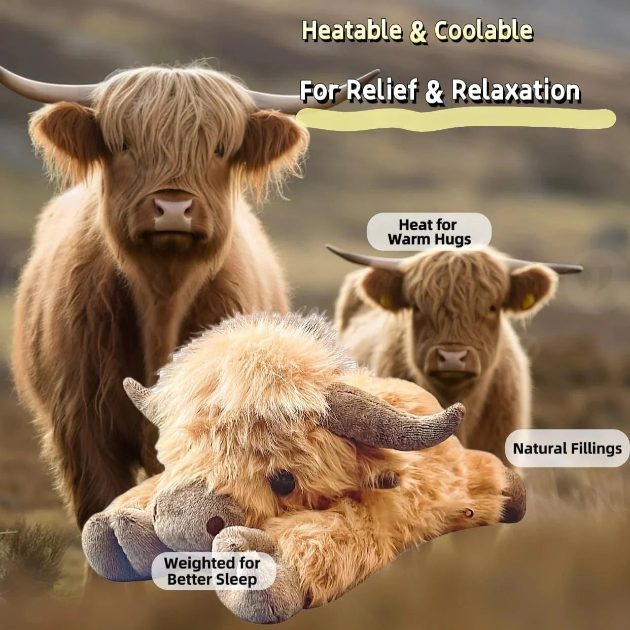🔥Hot Sale 50% Off🎄Cute Cartoon Highland Cow Stuffed Toy-Best Gift For Christmas🎄