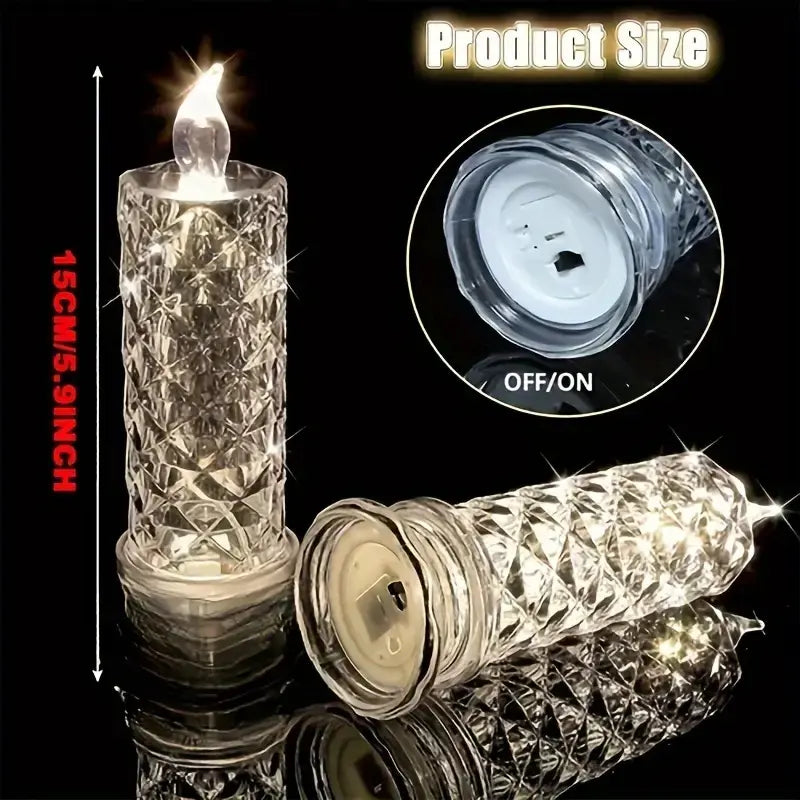 Crystal LED Candle Set – Warm Flickering Glow for Date Nights, Parties & Home Decor